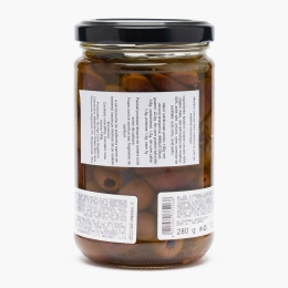 Măslinescu - Măsline negre Leccino fără sâmburi, condimentate, în ulei de măsline extravirgin, 280g