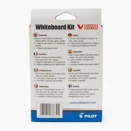 Kit 5 markere Pilot VBoard Master și burete, pentru table magnetice