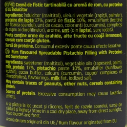 Cremă tartinabilă proteică, cu fistic și aromă de rom 230g