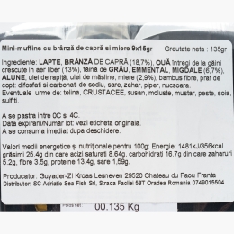 Mini-muffins cu brânză de capră, miere & migdale 9x15g