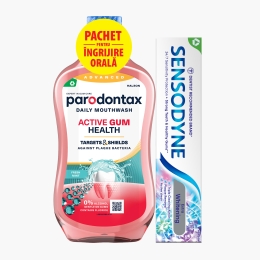 Pachet pastă de diniți Extra Whitening 100ml + apă de gură Active Gum Health 500ml