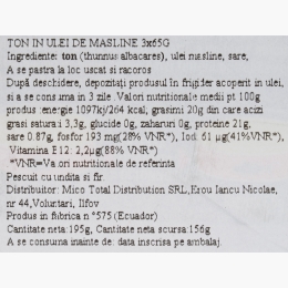 Ton în ulei de măsline 3x65g