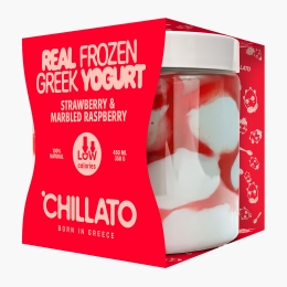 Iaurt grecesc înghețat cu căpșuni și zmeură 450ml (350g)