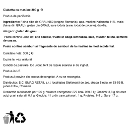 Ciabatta cu măsline Kalamata 300g