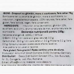 Dropsuri cu ghimbir, mere și scorțișoară fără zahăr 75g