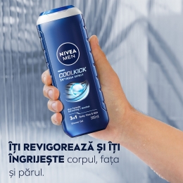 Gel de duș bărbați Cool Kick 3în1, pentru corp, față și păr 0.5l