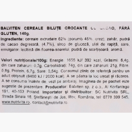 Cereale biluțe crocante cu cacao, fără gluten 140g