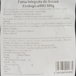 Făină integrală de secară ecologică 500g