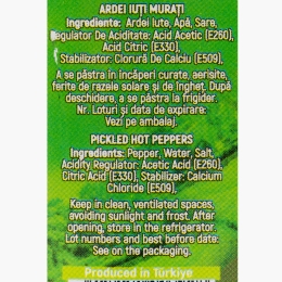 Ardei iuți murați, 360g