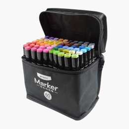 Set 60 markere duble culori numerotate + cutie depozitare