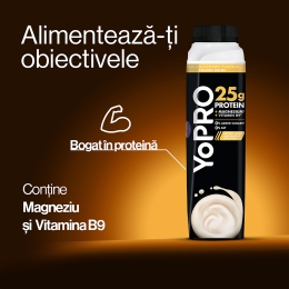 Iaurt de băut cu gust de vanilie și biscuiți, bogat în proteine, fără zahăr, 0.5% grăsime, 300g
