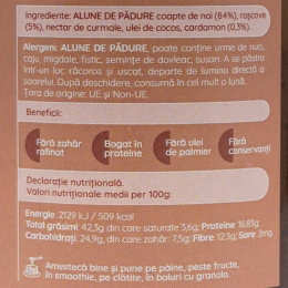 Cremă de alune de pădure cu roșcove și cardamon, fără zahăr, 300g