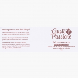 Înghețată italiană artizanală (gelato) ciocolată, alune pădure Piemonte, arahide sărate, lămâie, fără zahăr și vegan 1kg