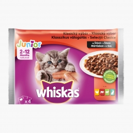 Hrană umedă pentru pisici junior, 4x100g, Selecții clasice în sos de carne