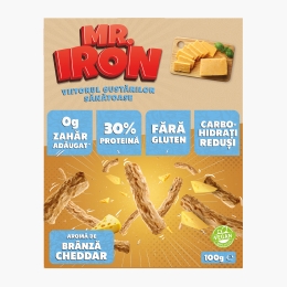 Pufuleți cu aromă de brânză cheddar, cu 30% proteină, fără zahăr și fără gluten, low carb 100g
