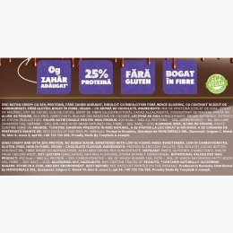 Baton crispy cu aromă de ciocolată, 25% proteină, fără zahăr adăugat, 40g
