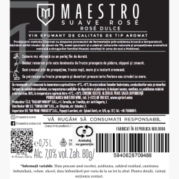 Vin spumant rose dulce, Suave, 7%, 0.75l