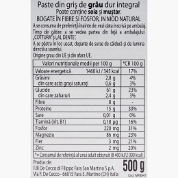 Paste integrale Spaghetti 500g