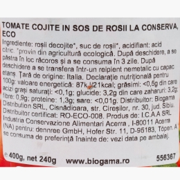Tomate decojite în sos de roșii la conservă eco, 400g