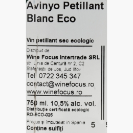 Vin petiant eco alb sec, 10.5%, 0.75l