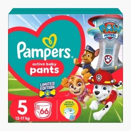 Scutece chiloțel Pants Patrula Cățelușilor, mărimea 5, 12-17 kg, 66 buc