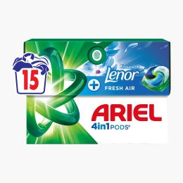 Detergent de rufe capsule All-in-One Pods Plus Touch of Lenor, 15 spălări, 15 buc