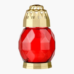 Candelă din sticlă 2D diamant roșu-auriu