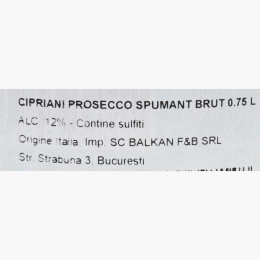 Vin spumant brut Prosecco Millesimato, 12%, 750ml