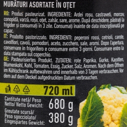 Murături asortate în oțet, Gourmet, 680g