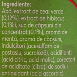 Ceai verde cu căpșuni, fără zahăr, 0.5l