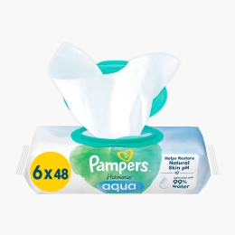 Șervețele umede Harmonie Aqua, 0%  plastic, 6 pachete x 48 buc, 288 buc