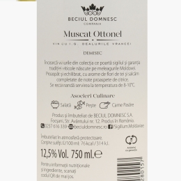 Vin alb demisec Muscat Ottonel, 12.5%, 750ml