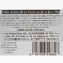 Salam de biscuiți cu fructe uscate și nuci 200g
