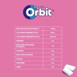 Gumă de mestecat Bubblemint fără zahăr, cu îndulcitori și arome de fructe și mentă 58g