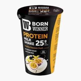 Shake proteic fără zahăr adăugat, fără lactoză, proteină 25g, aromă de vanilie și fructul pasiunii, 250ml