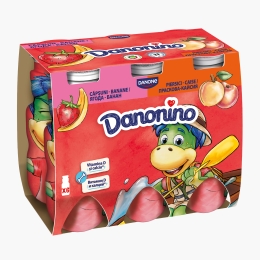 Iaurt de băut cu piure de căpșuni-banane și piersici-caise, 6x100g 