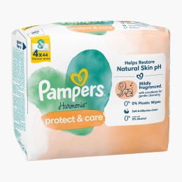Șervețele umede pentru bebeluși Harmonie Protect & Care, 4 pachete x 44 buc, 176 buc