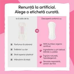 Absorbante zilnice bumbac organic Ultra thin, 24 buc