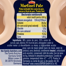 Pate din carne de porc, curcan și ficat de porc, 125g