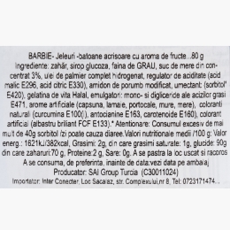 Jeleuri batoane acrișoare cu aromă de fructe Barbie Sparkles Sticks 80g