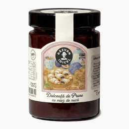 Dulceață de prune cu miez de nucă, gătită la ceaun pe foc de lemne 380g