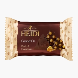 Ciocolată amăruie cu alune de pădure întregi caramelizate Grand`Or, 27g