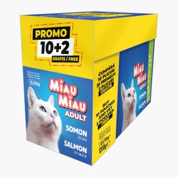 Hrană umedă pentru pisici adulte, 12x100g (10+2), cu somon în sos