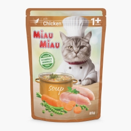 Hrană umedă pentru pisici adulte 85g, supă cu pui și legume