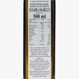 Ulei ecologic extravirgin de floarea-soarelui, presare la rece 0.5l
