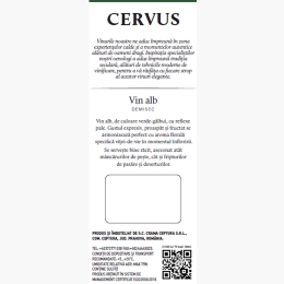 Vin alb demisec Cervus Fetească Albă, 12.5%, bag in box 3l