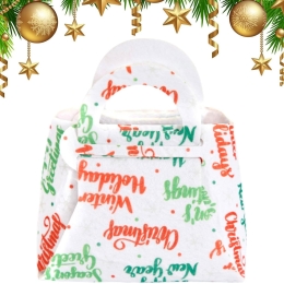 Geantă albă cadouri Crăciun copii, 13x12x6cm