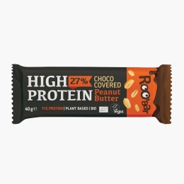 Baton proteic eco cu arahide, acoperit cu ciocolată, vegan 40g