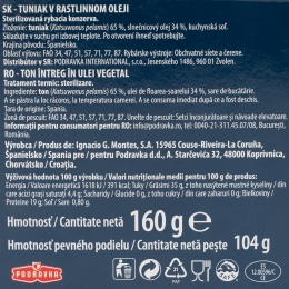 Ton întreg în ulei vegetal 160g