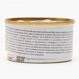 Hrană umedă pentru pisici, mousse, 85g, cu somon și creveți
